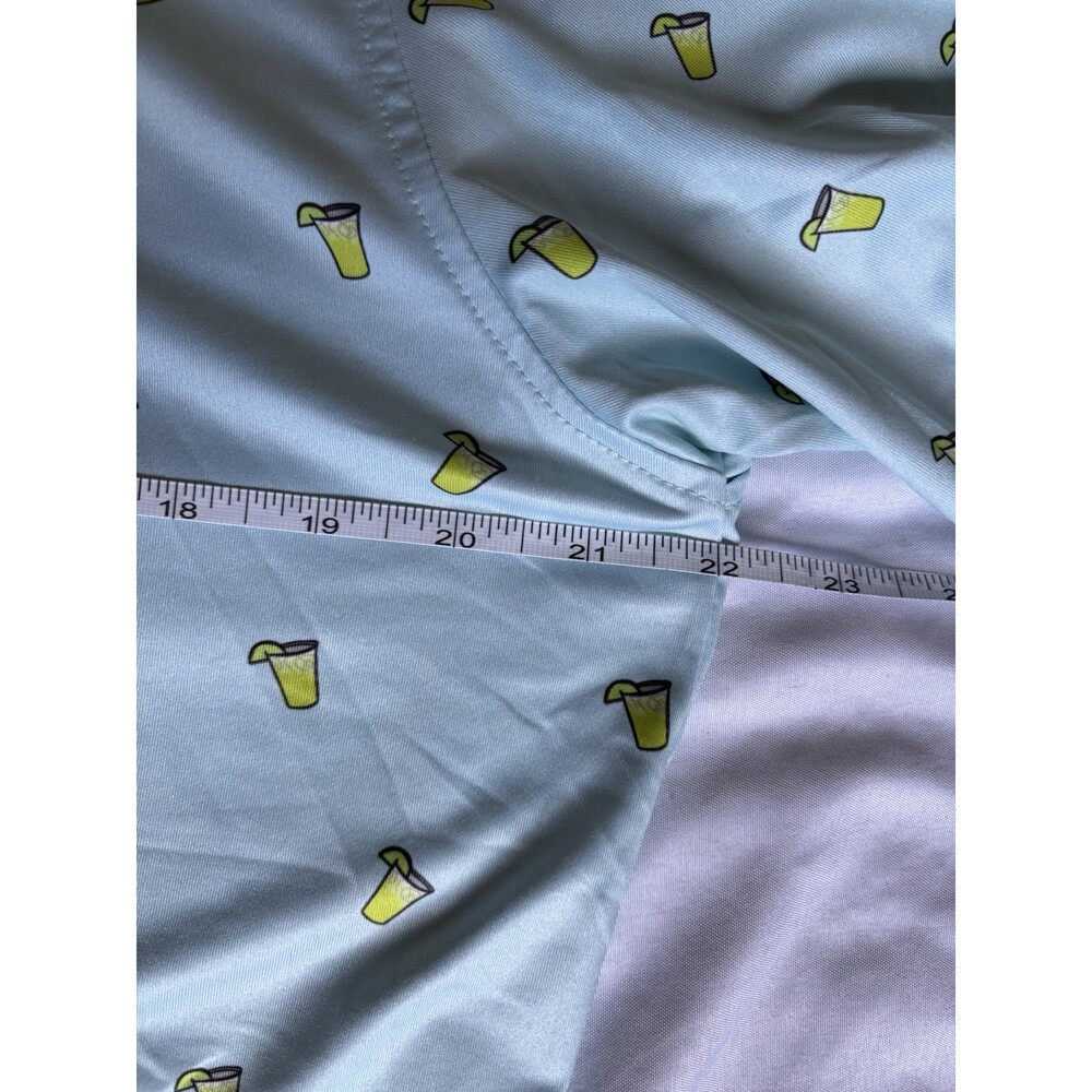 2 Deolax Polo Shirt Mens Large Cocktail Print Blue Golf Performance Stretch - Picture 7 of 16
